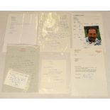 England cricketers’ letters 1980s-2010s. Six handwritten letters/ cards from England players,