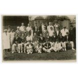 Yorkshire C.C.C. 1925. Sepia real photograph postcard of two teams and officials, seated and