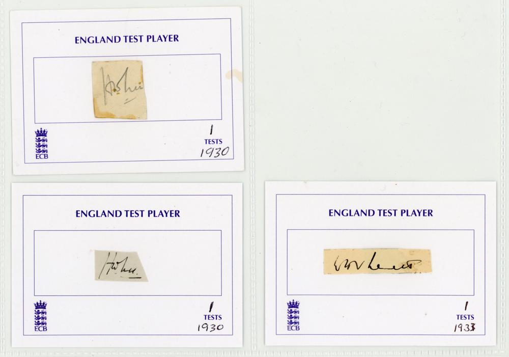 England ‘One Test Wonders’ 1931-1939. Thirteen individual signatures, the majority in ink, of - Image 3 of 4