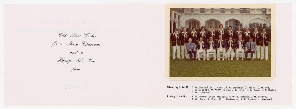 M.C.C. tour Christmas cards 1972/73 and 1976/77. Two official unsigned Christmas cards, one for - Image 3 of 3