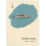 M.C.C. tour of Australia 1954/55. Orient Line R.M.S. Orsova folding ‘Luncheon Menu’ signed to menu