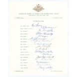 Australia tour to England 1968. Official autograph sheet fully signed by the seventeen playing