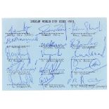 ‘Indian World Cup Side 1983’. Blue envelope with typed title and handwritten names, signed by the
