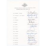 Australia tour of the West Indies 1973. Official autograph sheet signed in ink by fourteen playing