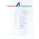 Australia v India 1977/78. Official Australian Cricket Board autograph sheet signed by twelve