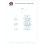 Australia 1986. Official South Australian headed autograph sheet for the Australian team who