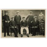 Nottinghamshire 1930s. Unusual mono real photograph postcard of seven Nottinghamshire cricketers