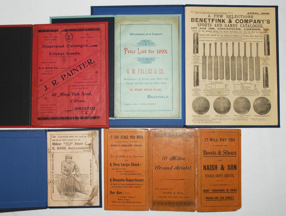 Cricket and sporting equipment catalogues and price lists 1881-1898. Six original catalogues. ‘A Few