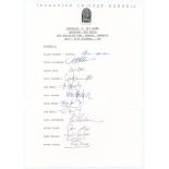 Australia v Sri Lanka 1989. Official autograph sheet fully signed by all twelve members of the