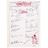 Test captains. Lancashire C.C.C. Conference Centre folding card signed by thirty one England and