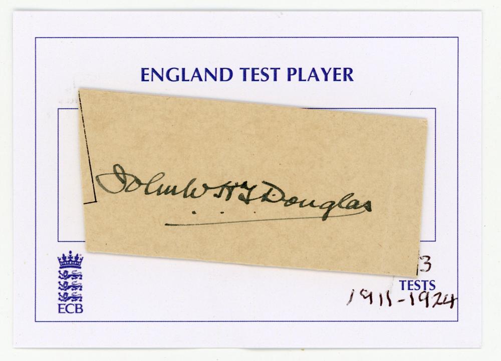 John William Henry Tyler ‘Johnny’ Douglas. Essex & England 1901-1930. Nice signature of Douglas in