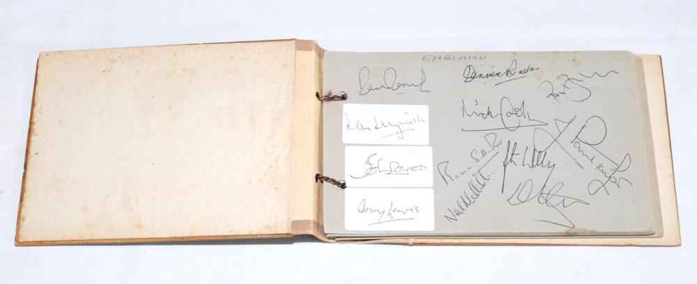 Test cricketers autograph album 1940s-2000s. Autograph album bound in wooden boards with - Image 2 of 6