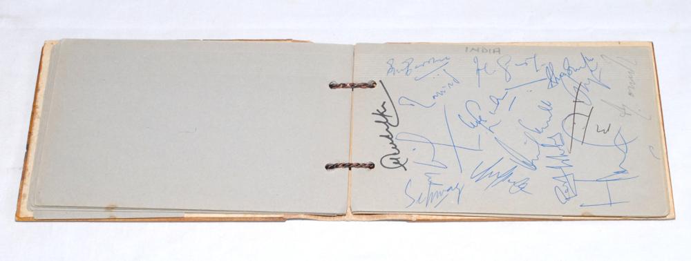 Test cricketers autograph album 1940s-2000s. Autograph album bound in wooden boards with - Image 6 of 6