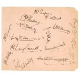 M.C.C. tour to Australia 1928/29. ‘England Nov. 1928’. Album page very nicely signed in black ink by