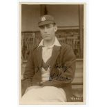 William ‘Bill’ Voce. Nottinghamshire & England 1927-1952. Sepia real photograph postcard of Voce