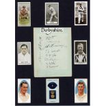 Derbyshire C.C.C. 1928. Two album pages, both very nicely signed in black ink by members of the 1928
