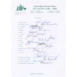 Australian tour to England and Sri Lanka 1981. Official autograph sheet fully signed in black and