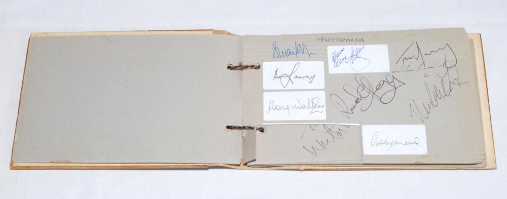 Test cricketers autograph album 1940s-2000s. Autograph album bound in wooden boards with - Image 3 of 6