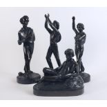 Joseph Durham 1814-1877. Excellent collection of four classic bronze figures of a cricketers in