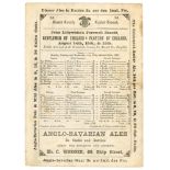 ‘Sussex v. Surrey’ 1871. Early double sided scorecard for the match played at the Royal Brunswick