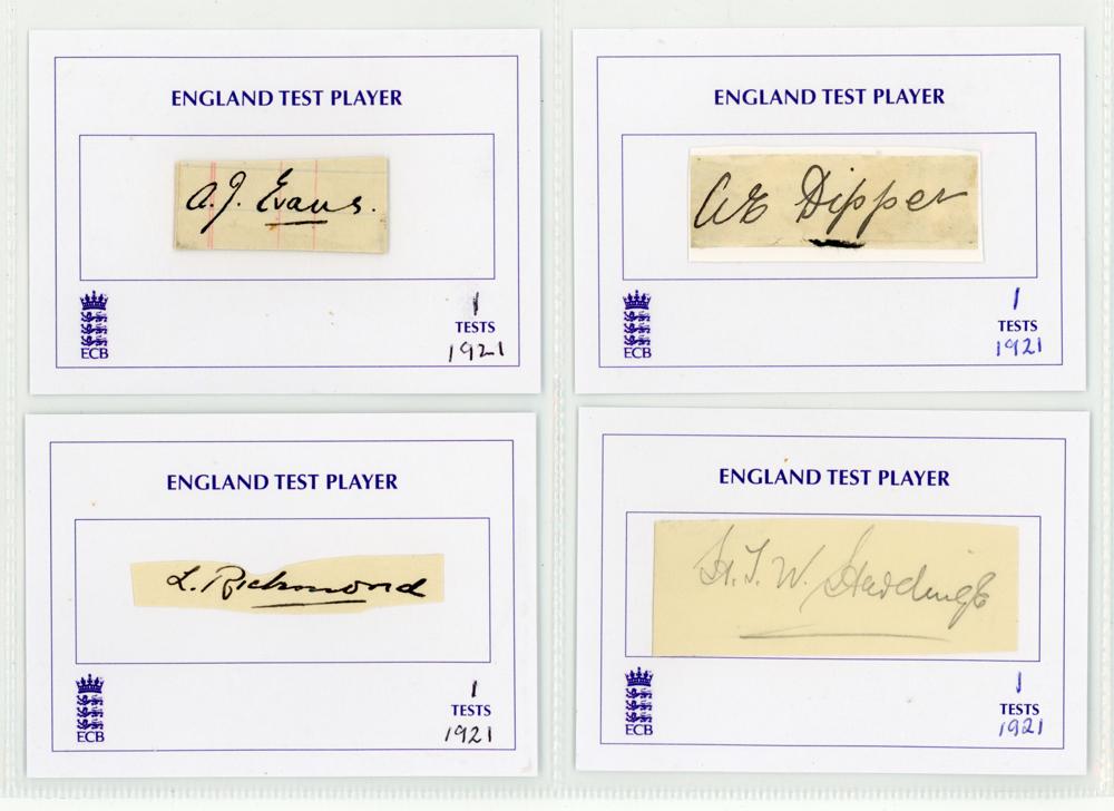 England ‘One Test Wonders’ 1909-1924. Thirteen individual signatures, the majority in ink, of - Image 3 of 4