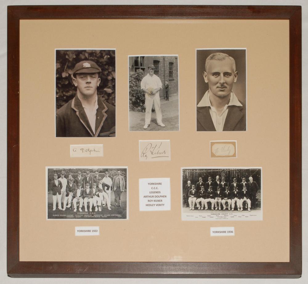 Yorkshire C.C.C. Legends’ 1920s/ 1930s. Three signatures in ink of Yorkshire players Arthur Dolphin,