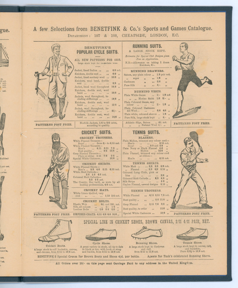 Cricket and sporting equipment catalogues and price lists 1881-1898. Six original catalogues. ‘A Few - Image 5 of 6