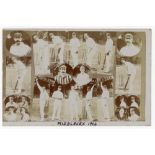 ‘Middlesex 1906’. Sepia real photograph postcard comprising a montage of twenty four cameo images of