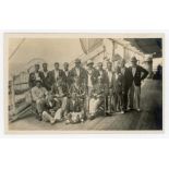 M.C.C. tour to Australia 1928/29. Rare original sepia real photograph postcard of the M.C.C. touring