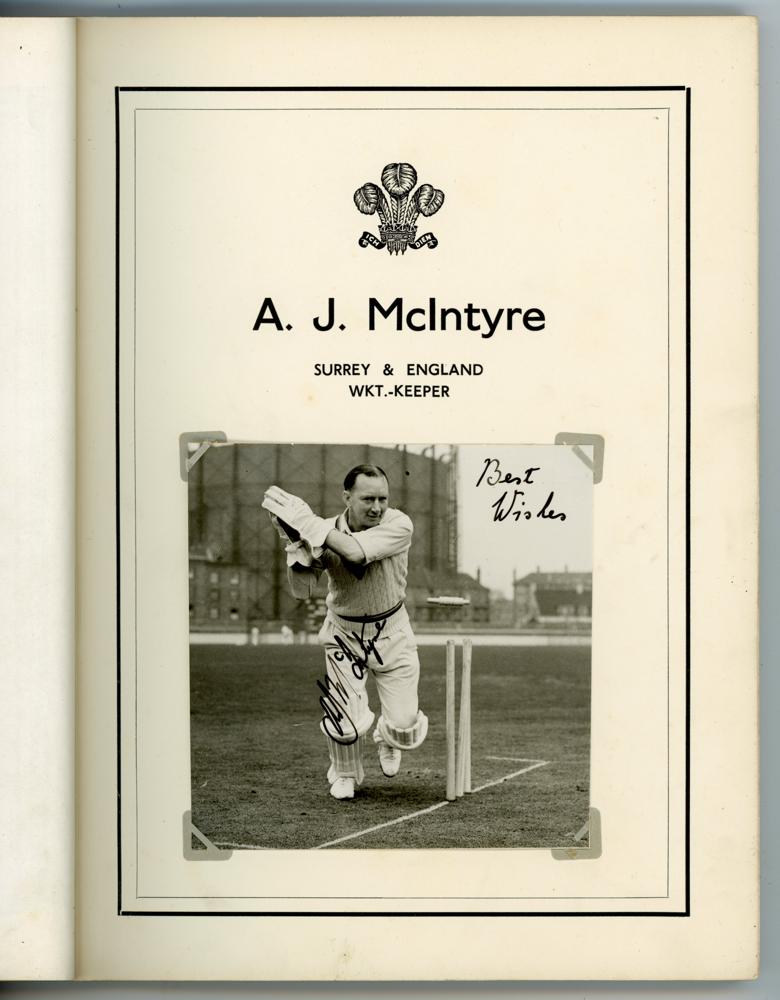 A.J.W. McIntyre Benefit Year 1955. ‘Autographed Cricket Album’. Hardback Benefit album produced - Image 2 of 6