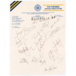 Australian tour of India 1989. Official Hyderabad Cricket Association headed autograph sheet fully