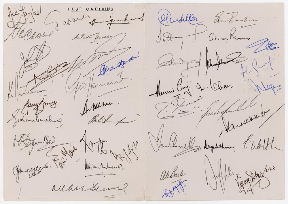 Test captains. Lancashire C.C.C. Conference Centre folding card signed by thirty one England and - Image 2 of 3