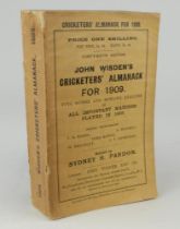 Wisden Cricketers’ Almanack 1909. 46th edition. Original paper wrappers. Minor wear to spine paper