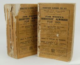 Wisden Cricketers’ Almanack 1921 and 1922. 58th & 59th editions. Original paper wrappers. Both