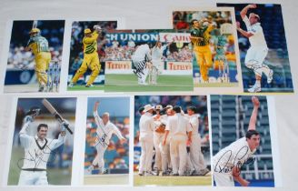 Shane Warne. Australia. Original colour press photograph of Warne being mobbed by team mates,