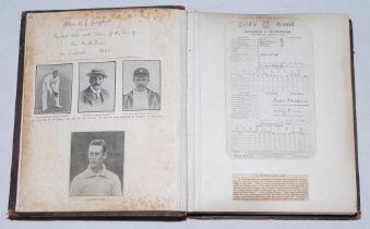 ‘Cricket Notes and Scores’ 1902-1904. Five large scrapbook albums in matching leather bindings (