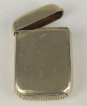 Cricket vesta. Silver vesta case with engraved image of a cricketer playing an expansive shot at the