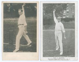 Sydney Francis Barnes. Warwickshire, Lancashire & England 1894-1903. Two early postcards of Barnes