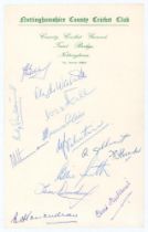 West Indies tour to England 1957. Nottinghamshire C.C.C. official letterhead signed in blue ink by