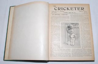 ‘The Cricketer’ magazine 1921-1962. Five boxes comprising a complete run totalling fifty volumes