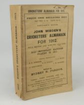 Wisden Cricketers’ Almanack 1912. 49th edition. Original paper wrappers. Minor wear to spine