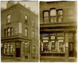 ‘S.M. Wainwright. Cricket Bat Maker’ c1900. Two sepia real photograph postcards of Wainwright’s shop