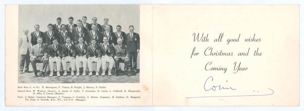 Colin Cowdrey. M.C.C. tour of Australia 1962/63. Official M.C.C. Christmas card sent by Cowdrey. - Image 2 of 2