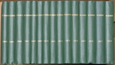 Wisden Cricketers’ Almanack 1864-1878. Fifteen facsimile editions, with pink wrappers, second