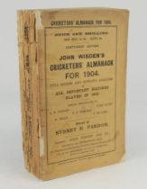 Wisden Cricketers’ Almanack 1904. 41st edition. Original paper wrappers. Some breaking to spine