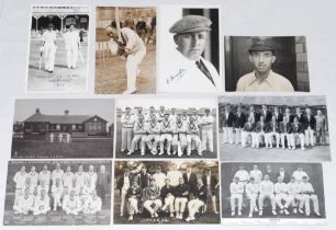 Team and player postcards 1900s- 1960s. A selection of ten postcards (one small press photograph),