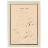 India tour to England 1952. Card with printed title ‘Touring Teams’ and borders, signed in ink (