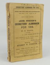 Wisden Cricketers’ Almanack 1916. 53rd edition. Original paper wrappers. Name of ownership written