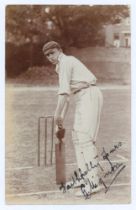 Edward Mignon. Middlesex 1905-1913. Early sepia real photograph postcard of Mignon at the wicket