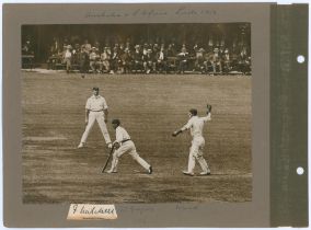 Triangular Test Tournament 1912. Two early mono photographs of action at Lord’s from the